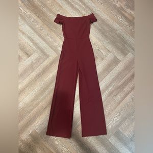 Lulu’s Ladies Off-the-Shoulder Jumpsuit - Burgundy